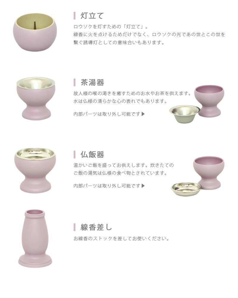 シンプル仏具セット エクリュ ライトパープル の各仏具の意味②