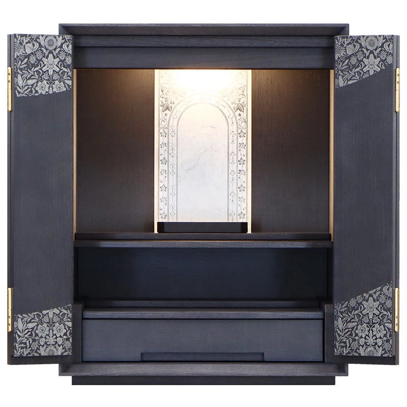 蒔絵仏壇 月箔 エデン  墨黒仕上げ 17号メイン画像01