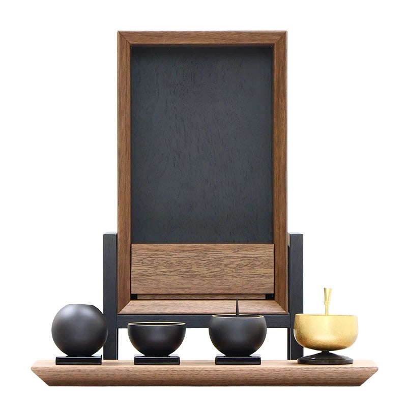 手元供養ステージ FLOAT 脚付きタイプ ウォールナット×墨黒色メイン画像02