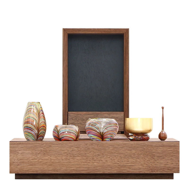 手元供養ステージ FLOAT 収納付きタイプ ウォールナット×墨黒色メイン画像02