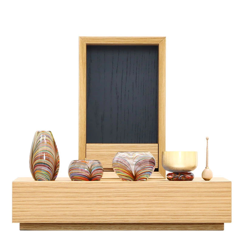 手元供養ステージ FLOAT 収納付きタイプ オーク×墨黒色メイン画像02