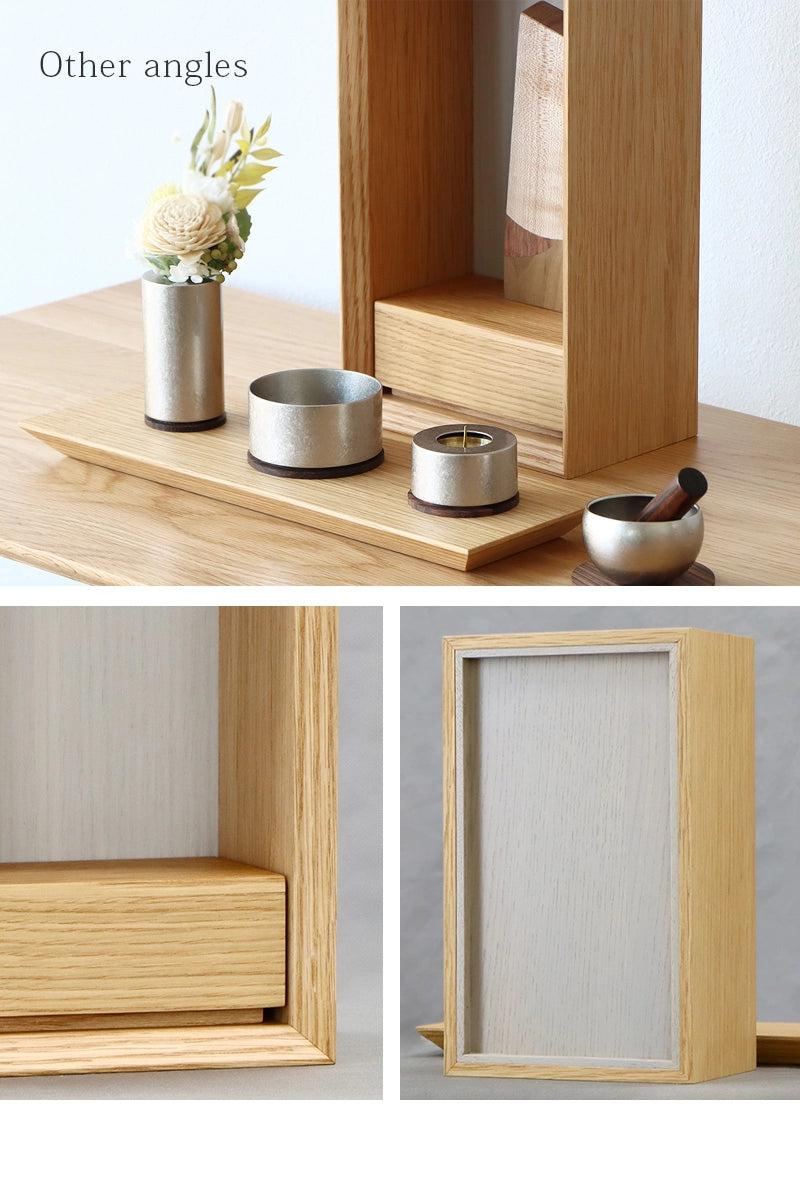 手元供養ステージ FLOAT オーク×錫色を様々な角度から見たイメージ