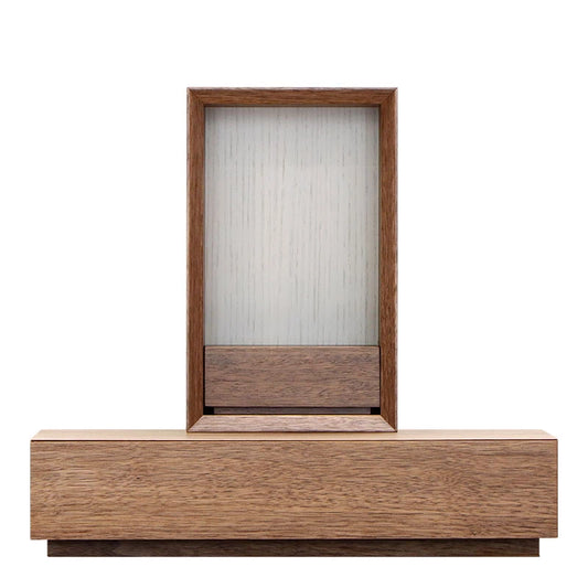 手元供養ステージ FLOAT 収納付きタイプ ウォールナット×錫色メイン画像01