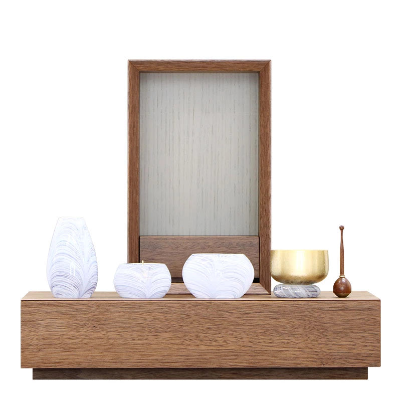 手元供養ステージ FLOAT 収納付きタイプ ウォールナット×錫色メイン画像02