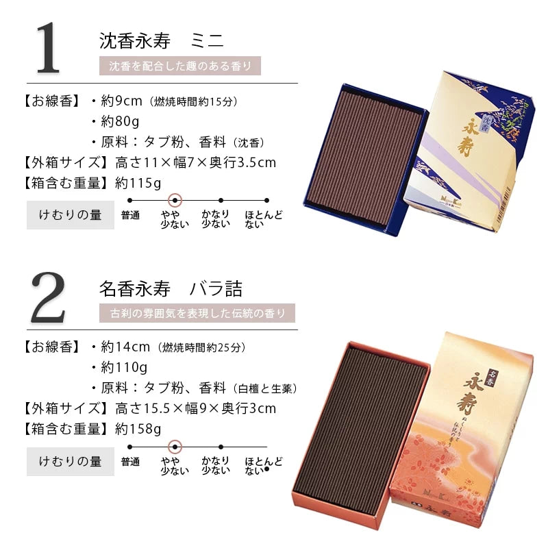 自宅用線香 白檀永寿 10把 桐箱入