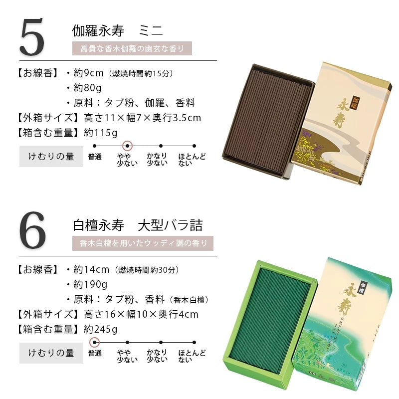 自宅用線香 沈香永寿 10把 塗箱入