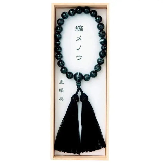 男性用念珠 黒縞メノウ 22玉 頭房メイン画像01