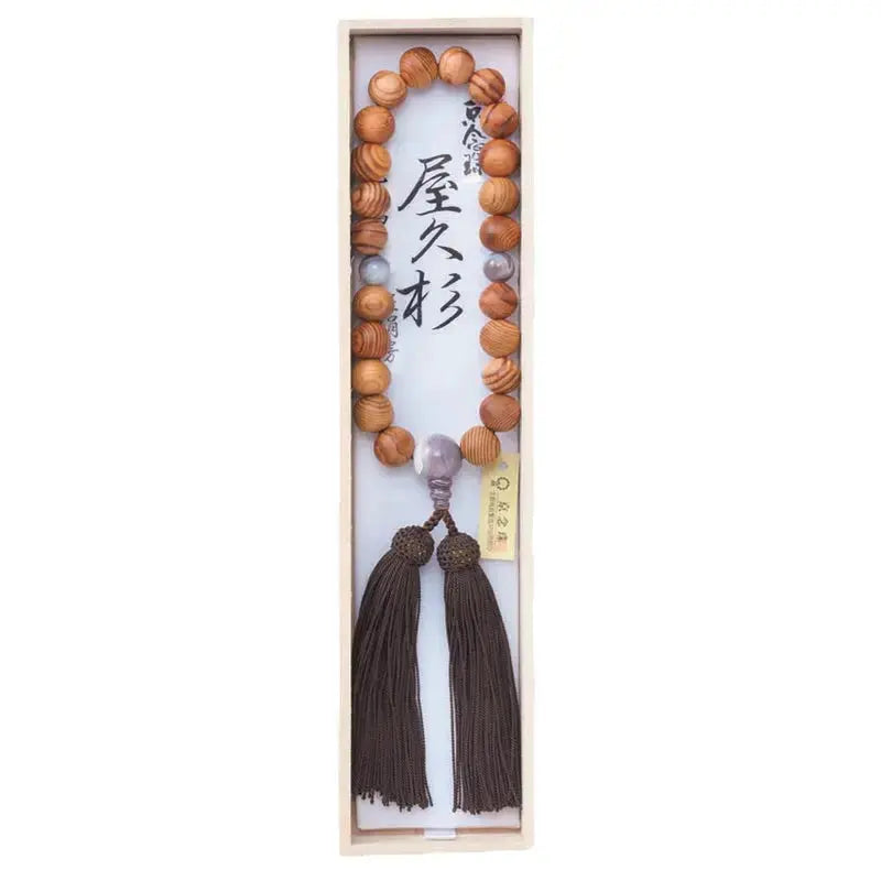 男性用念珠 屋久杉 22玉 原色縞メノウ仕立 頭房メイン画像01