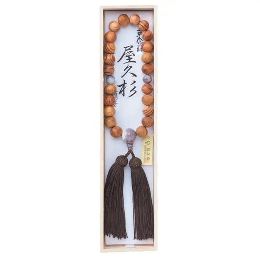男性用念珠 屋久杉 22玉 原色縞メノウ仕立 頭房メイン画像01