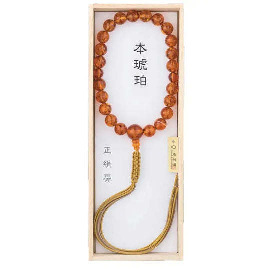 男性用念珠 本琥珀 22玉 六本紐房メイン画像01