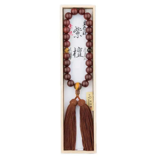 男性用念珠 紫檀 22玉 トラメ仕立 頭房メイン画像01