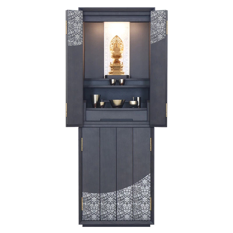 蒔絵仏壇 月箔 エデン 墨黒仕上げ 43号