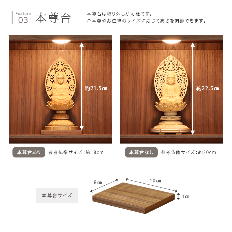 モダン仏壇 TSUDOU ウォールナットの本尊台について