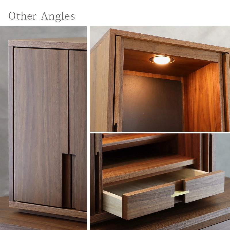 モダン仏壇 TSUDOU ウォールナット×墨黒色の様々なアングル画像