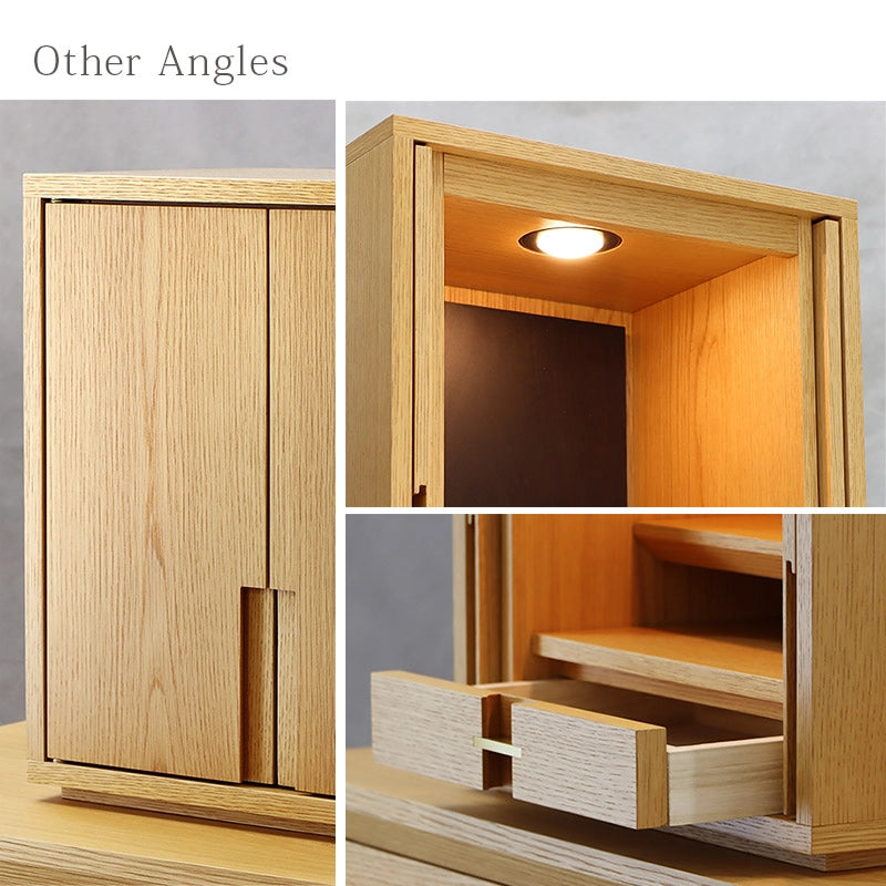 モダン仏壇 TSUDOU オーク×墨黒色の様々なアングル画像