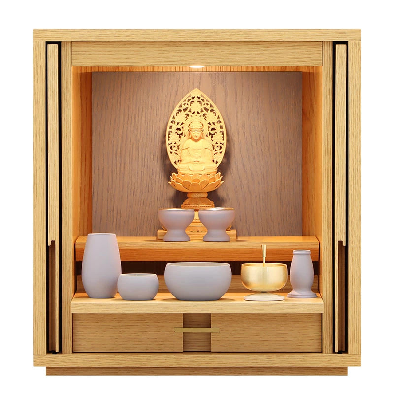 モダン仏壇 TSUDOU オーク×神代色の仏具入りサムネイル画像