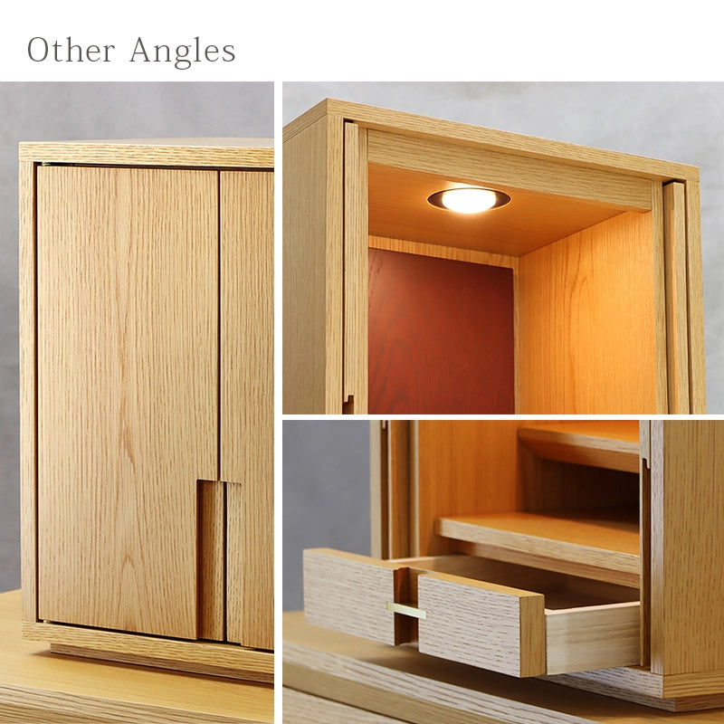 モダン仏壇 TSUDOU オーク×海老茶の様々なアングル画像