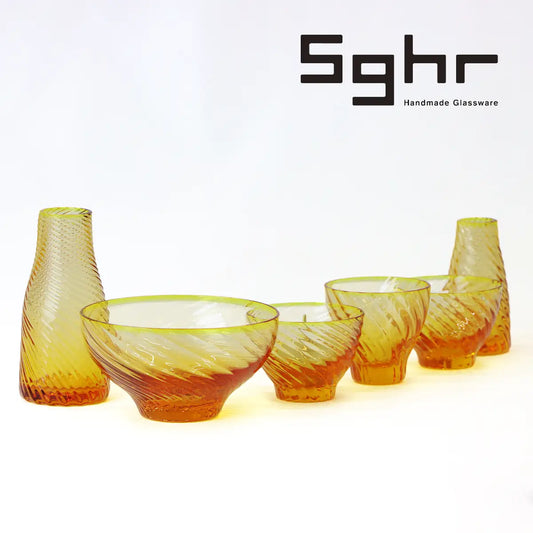 ガラス仏具セット 流彩 アンバー 6点セットのサムネイル画像