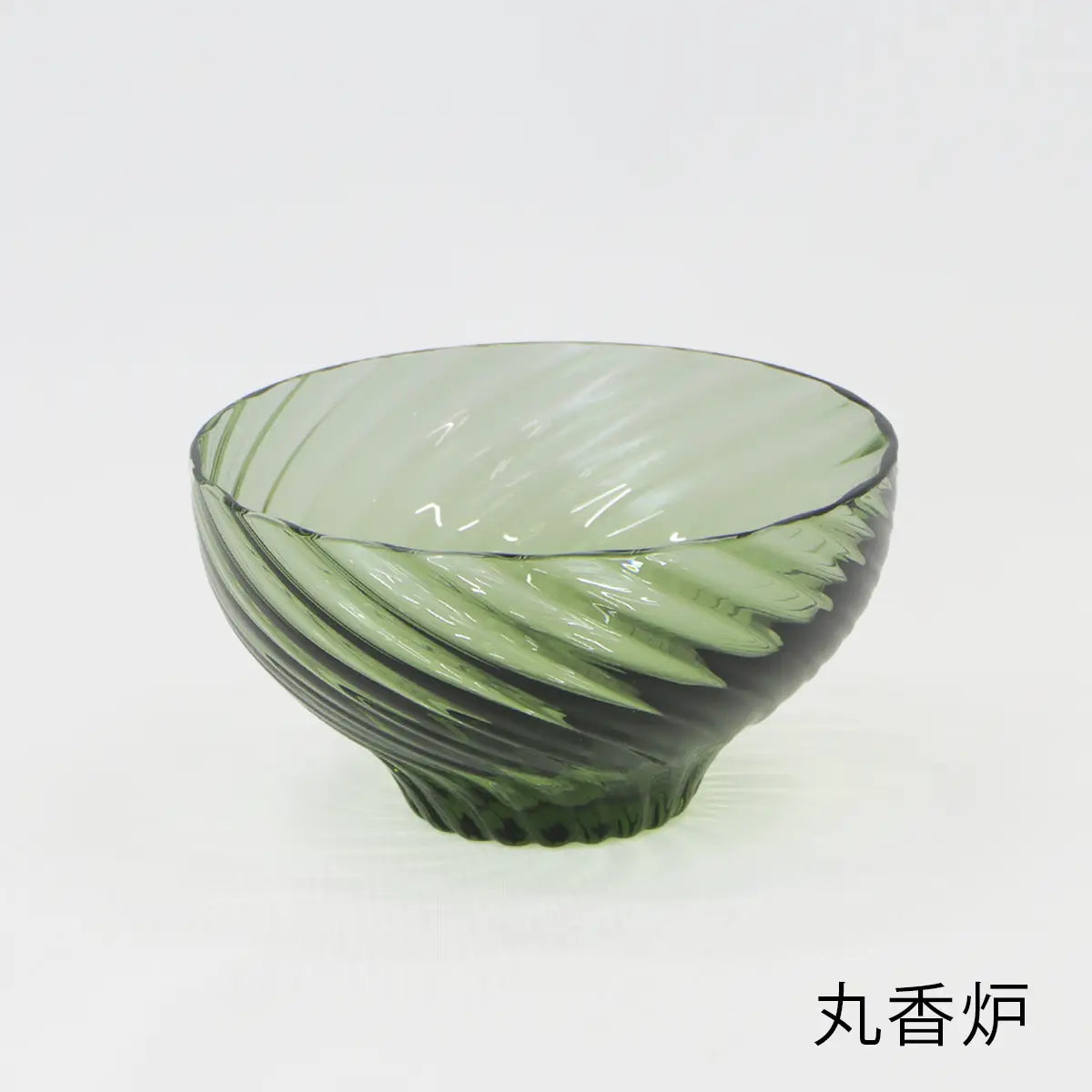 ガラス仏具 流彩 モスグリーンの丸香炉
