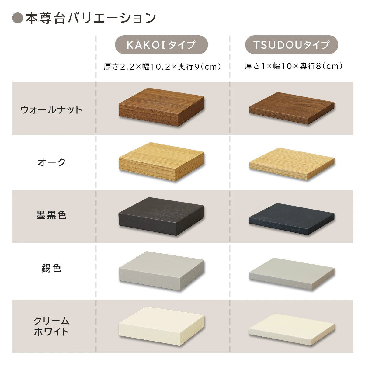 KAKOI／TSUDOU専用 本尊台単品のバリエーション