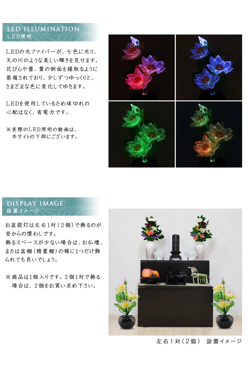 霊前灯 グランドルミナス ハス四花（蓮の華）のLED照明・設置イメージ