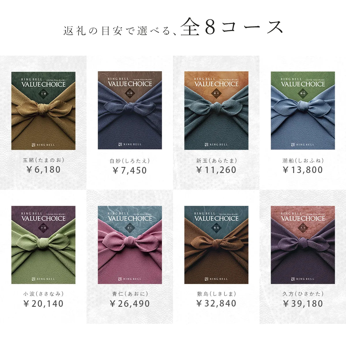 リンベル カタログギフト バリューチョイス和柄の金額別コース一覧 全8コース