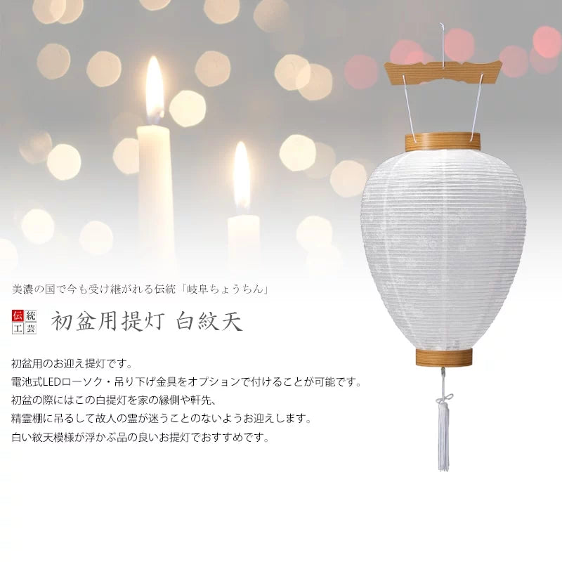 初盆用提灯 白紋天の商品画像1枚目