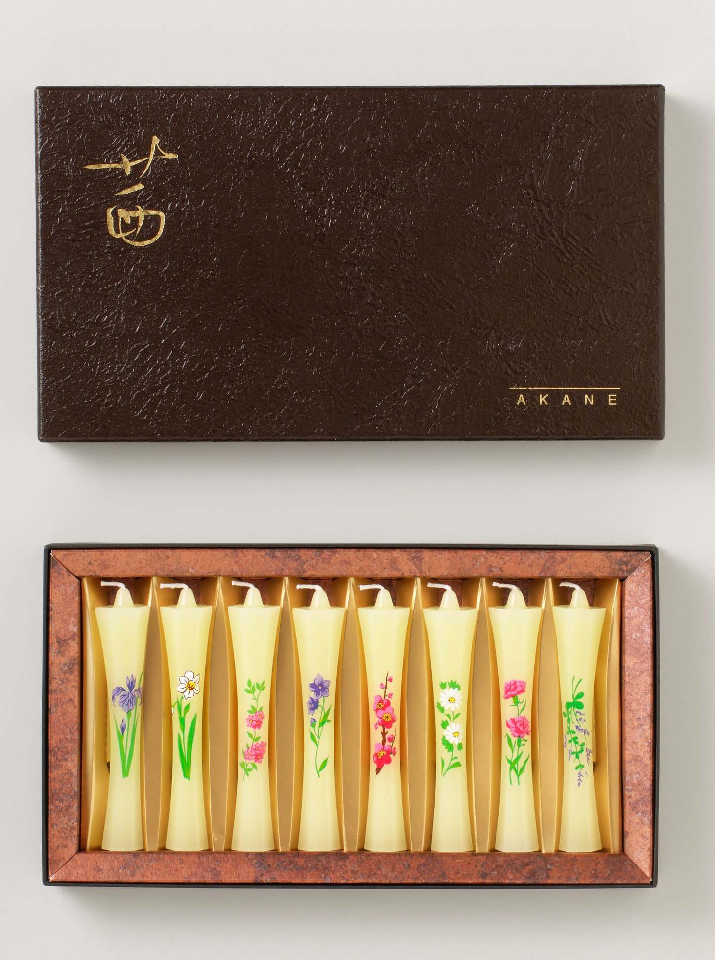 【アウトレット】花絵入り蜜ろうそく 「茜(あかね)/紙箱入り」