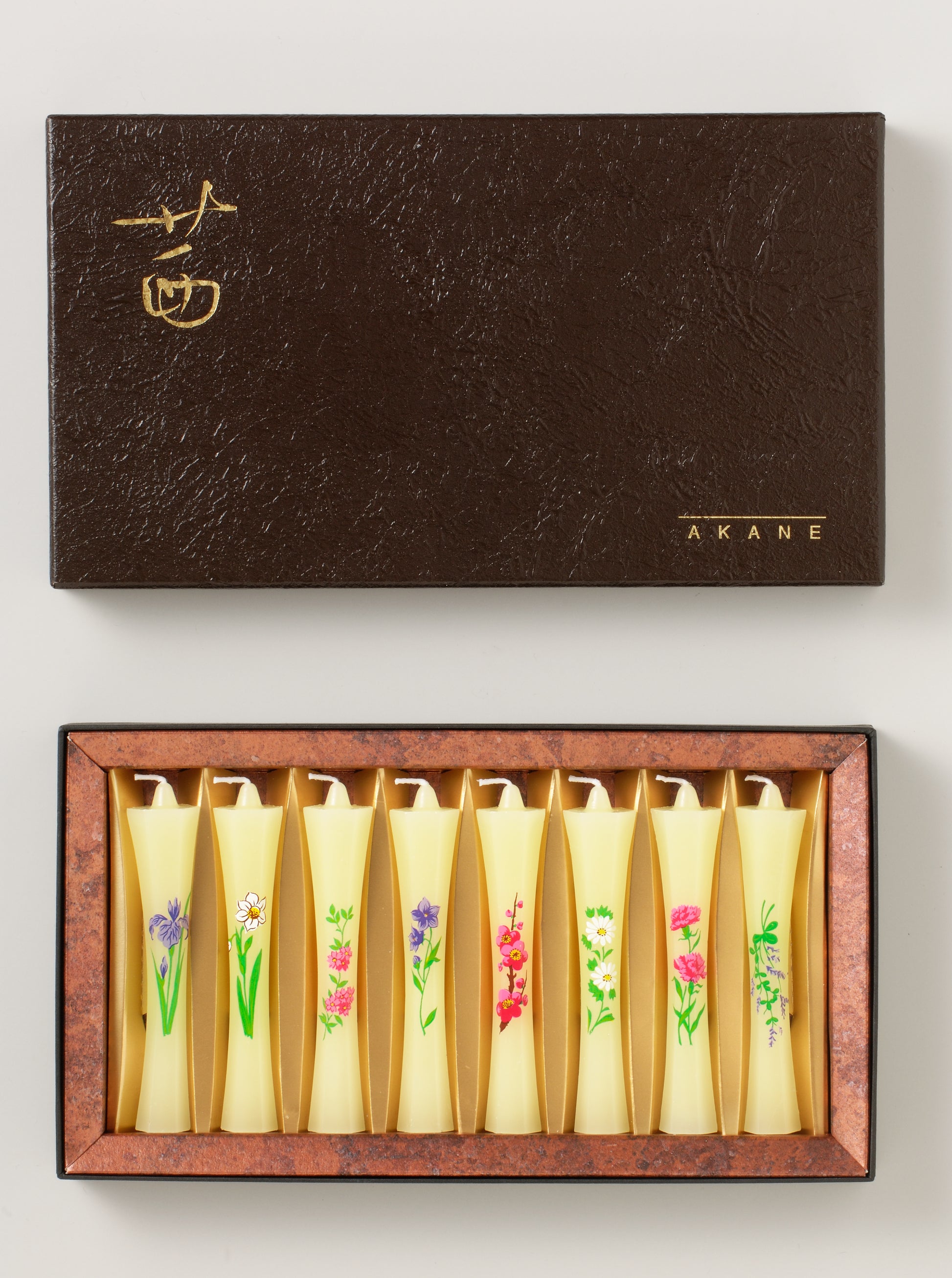 【アウトレット】花絵入り蜜ろうそく 「茜(あかね)/紙箱入り」