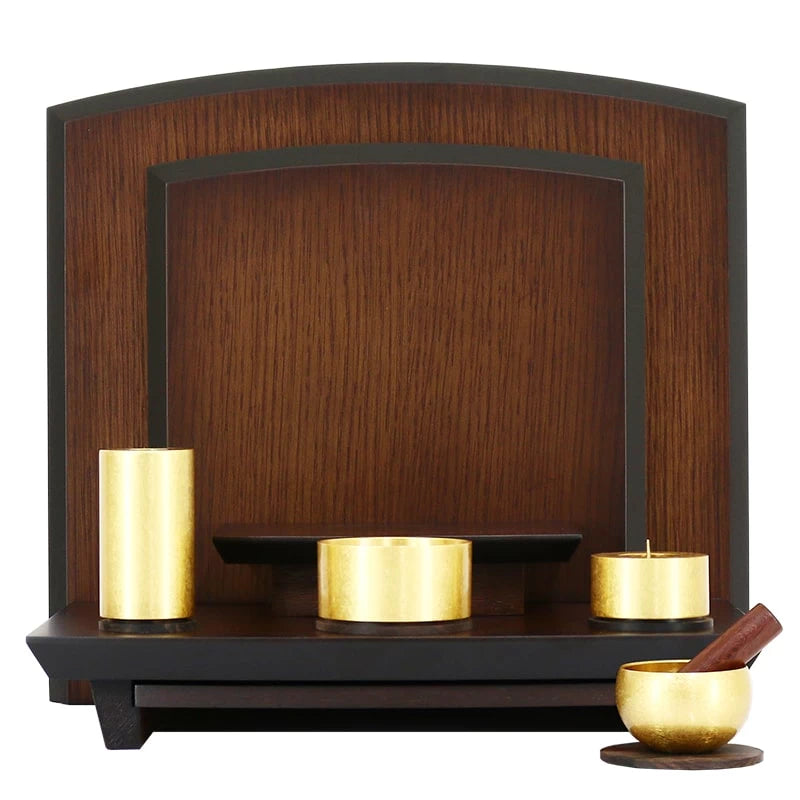 パーソナル仏壇 パーソナルステージ 10号 ナラ材の仏具設置イメージ