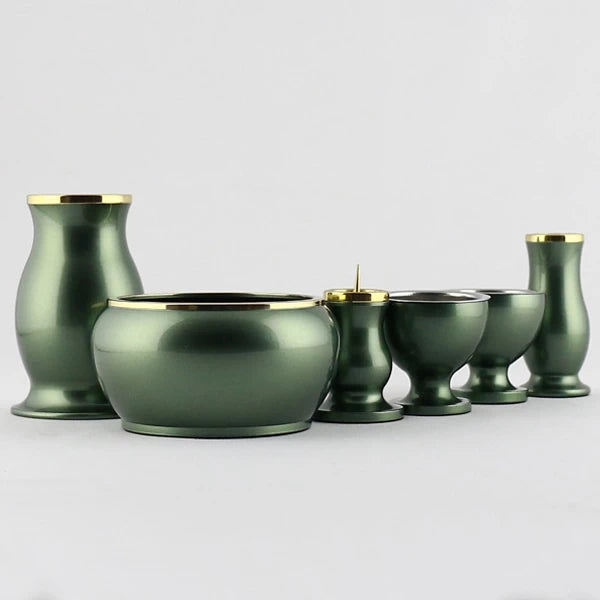 モダン仏具セット アルミムク グリーンメイン画像01