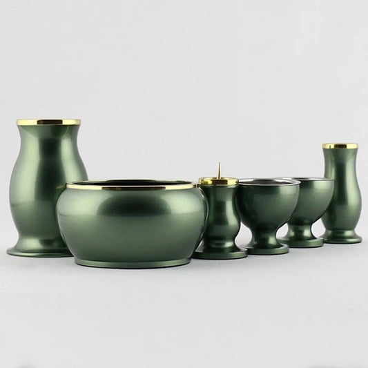 モダン仏具セット アルミムク グリーンメイン画像01