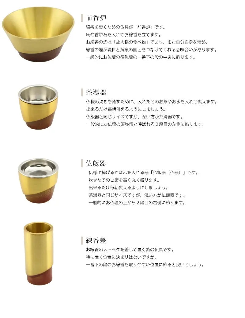 モダン仏具 ひとえ キャメルの各仏具についての説明②