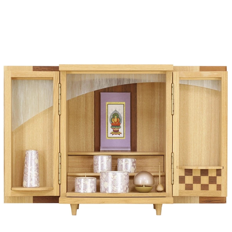 モダンミニ仏壇 夢SO タモ市松 13号メイン画像03