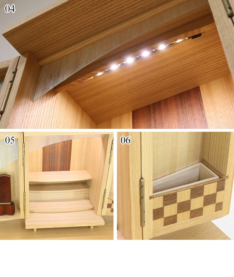 モダンミニ仏壇 夢SO タモ市松 13号の様々なアングル04～06