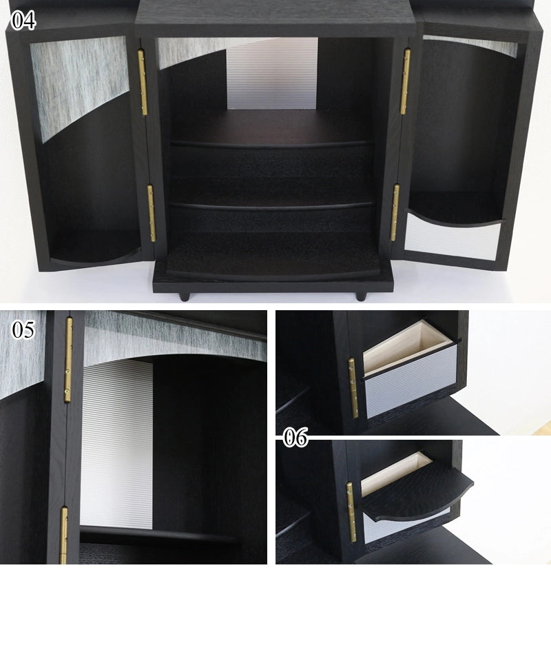 モダンミニ仏壇 夢SO ステンレス市松の様々なアングルで。04～06