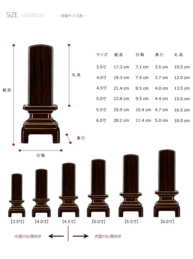 会津唐木漆位牌 京霞 紫檀 の商品画像9枚目
