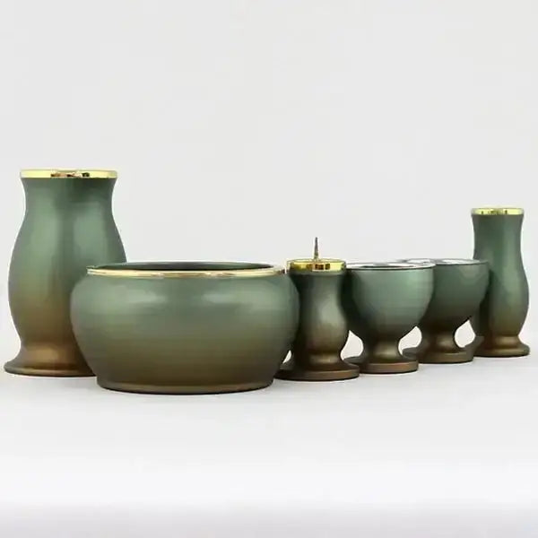 モダン仏具セット アルミムク  緑茶マットメイン画像01