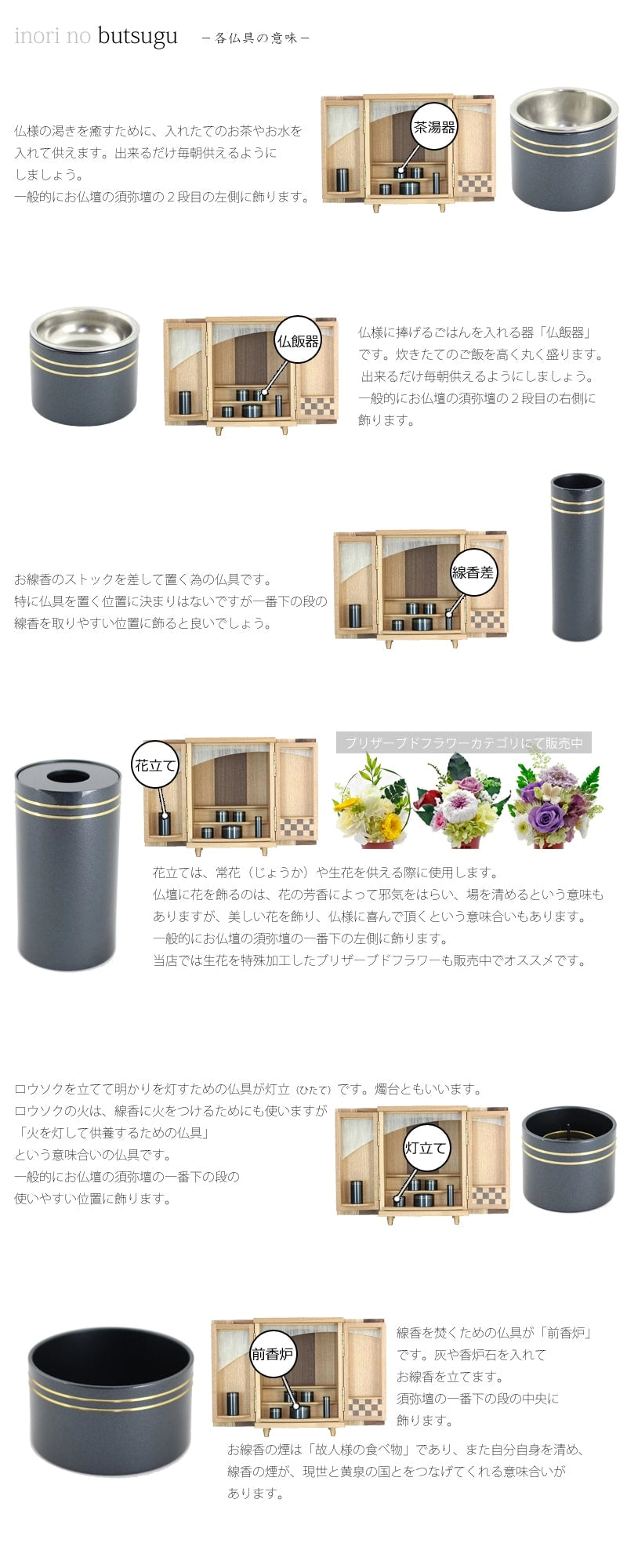 モダンミニ仏具セット 「彩」 藍色の詳細説明画像