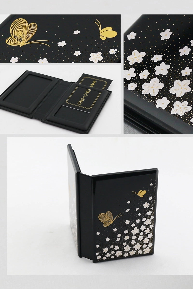 携帯位牌 マインドアルテ 「花と蝶 黒」の詳細画像です。
