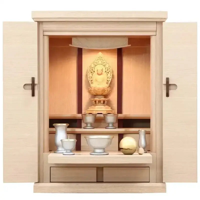 モダン仏壇 ダミエ ホワイトベージュ 18号 上置きタイプ | お仏壇の
