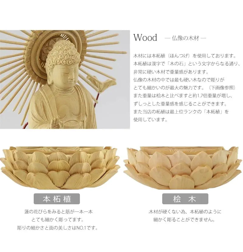 本柘植仏像 八角台座 東立弥陀 【浄土真宗東】の木材について