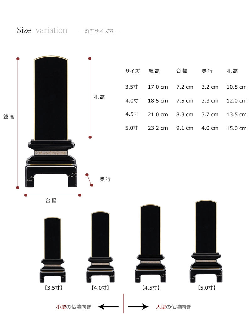会津蒔絵位牌 京彩 つゆ芝 上塗り仕上げの商品画像7枚目