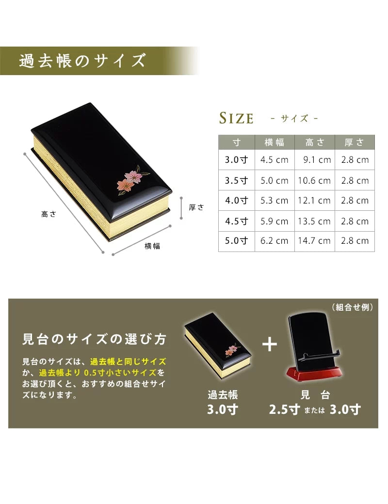 過去帳の詳細サイズ表