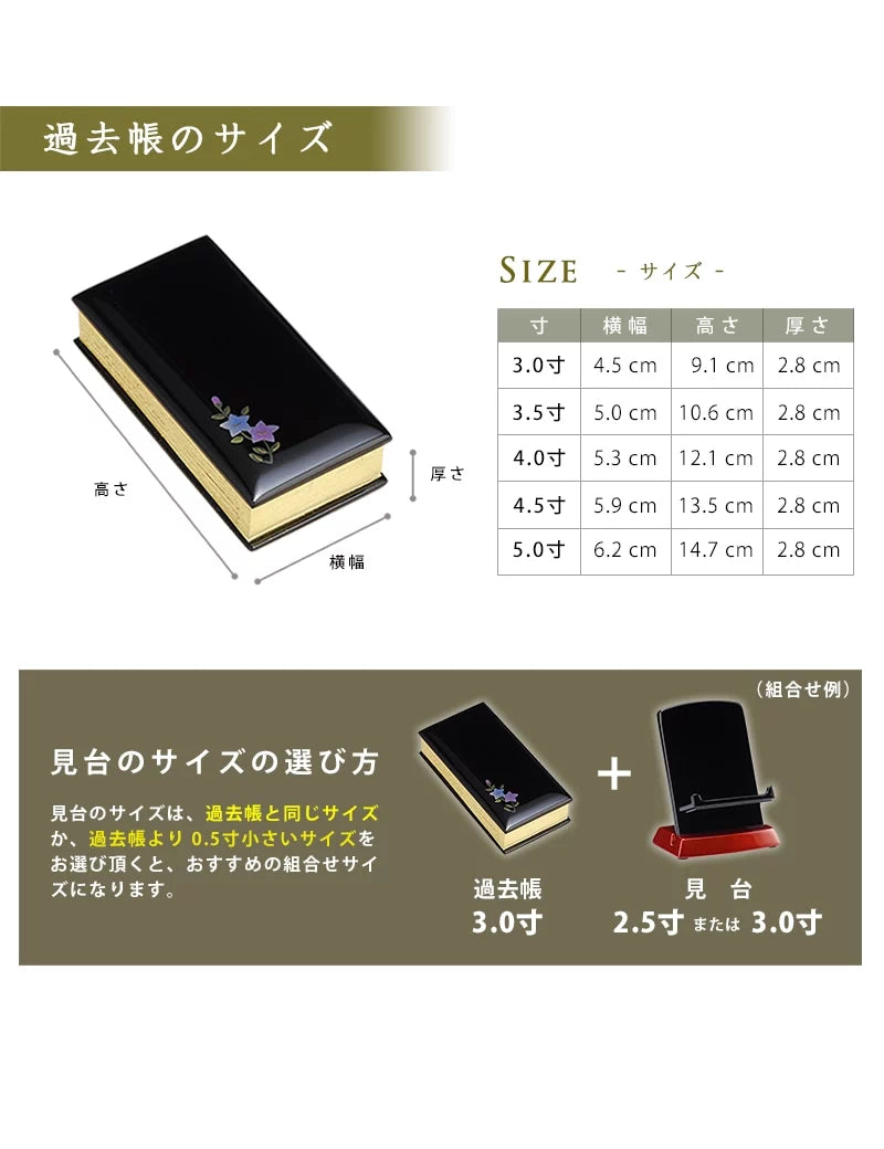 過去帳の詳細サイズ表