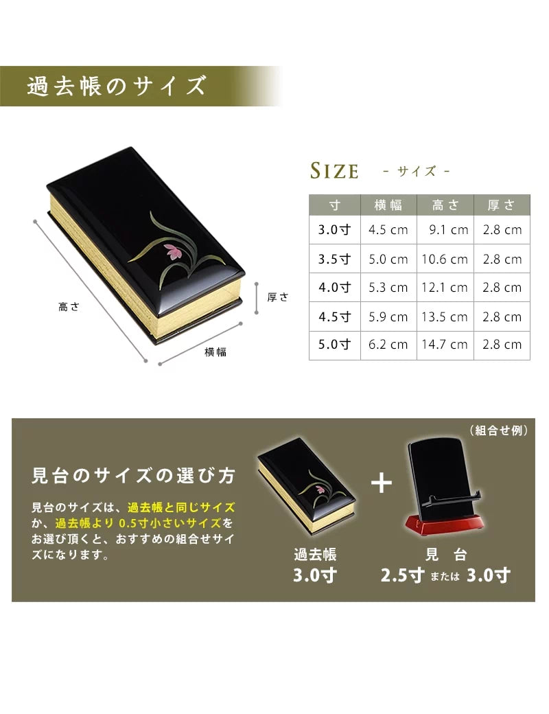 過去帳の詳細サイズ表