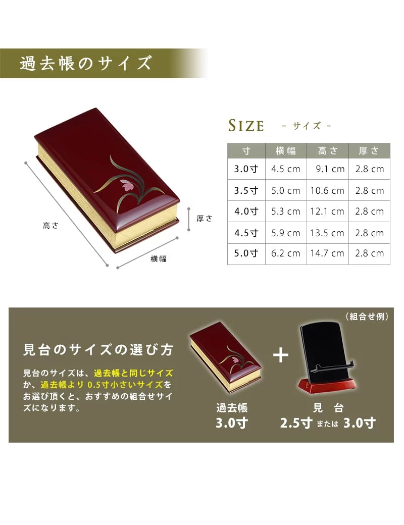 過去帳の詳細サイズ表