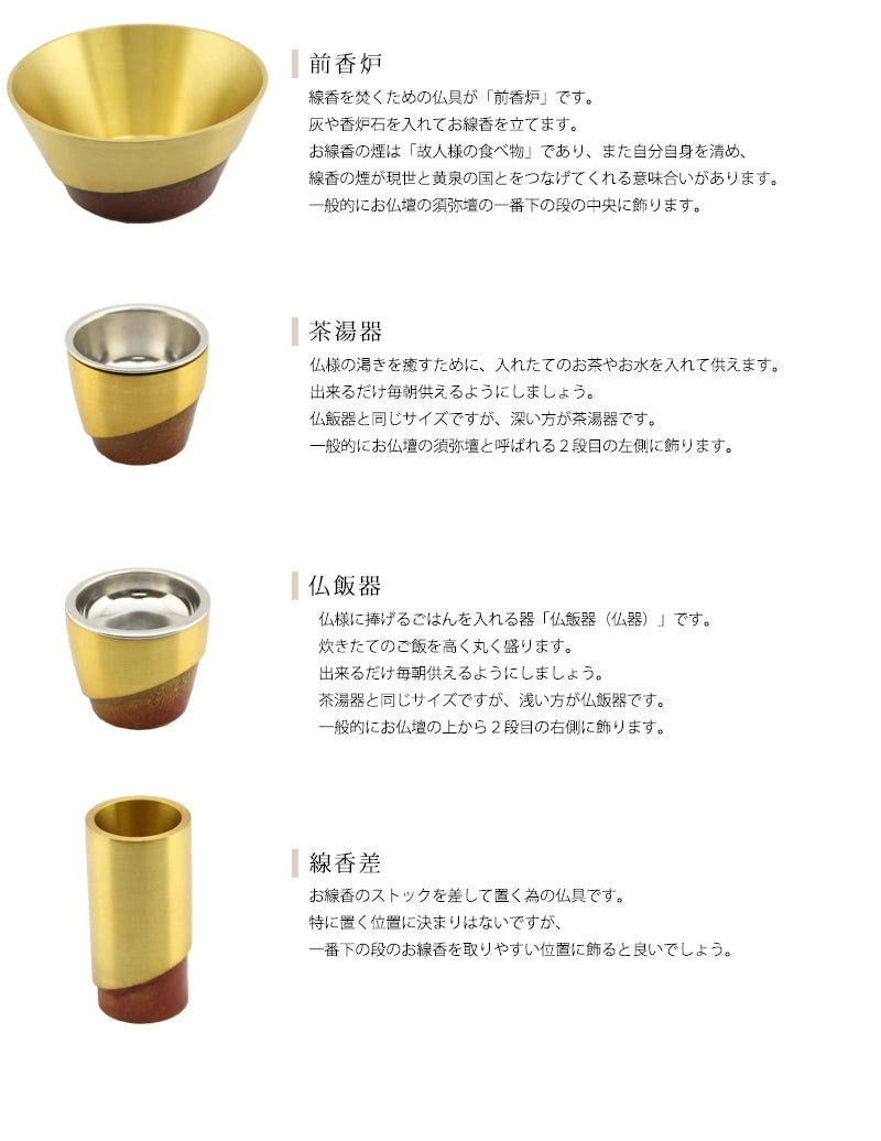 モダン仏具 ひとえ キャメルの各仏具についての説明②