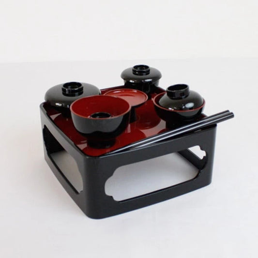 仏膳セット PC黒(内朱) お椀並べ方印刷付メイン画像01