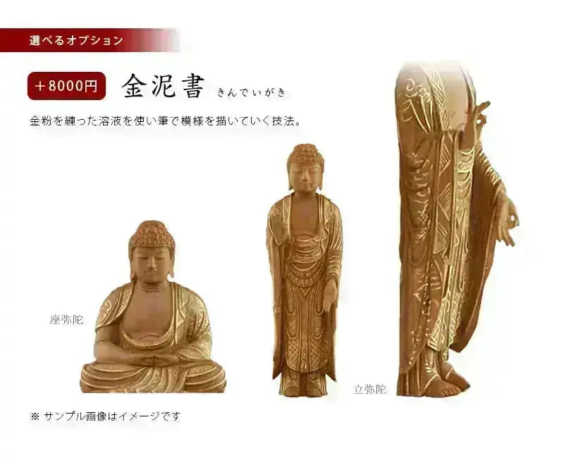 白檀仏像の選べるオプション【金泥書】